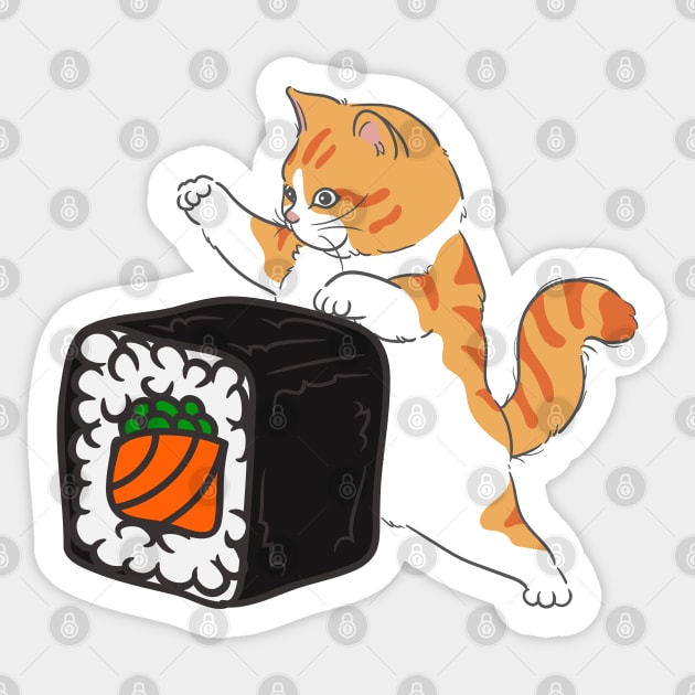 Funny Crazy Foodie Food Lover Sushi Lover Cat Sticker by Tina